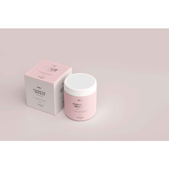 Máscara de cuidados com a pele Mud Cream & Outer Packaging PSD Mockup Template